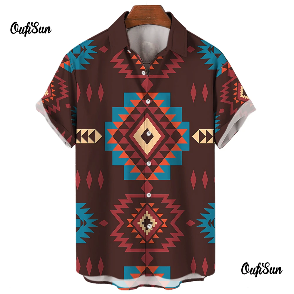 

Ethnic Classic Style Patchwork Male Social Shirt For Blouse Men Fashion Party Summer Men's Clothing Camisas Casuais Floral Dress