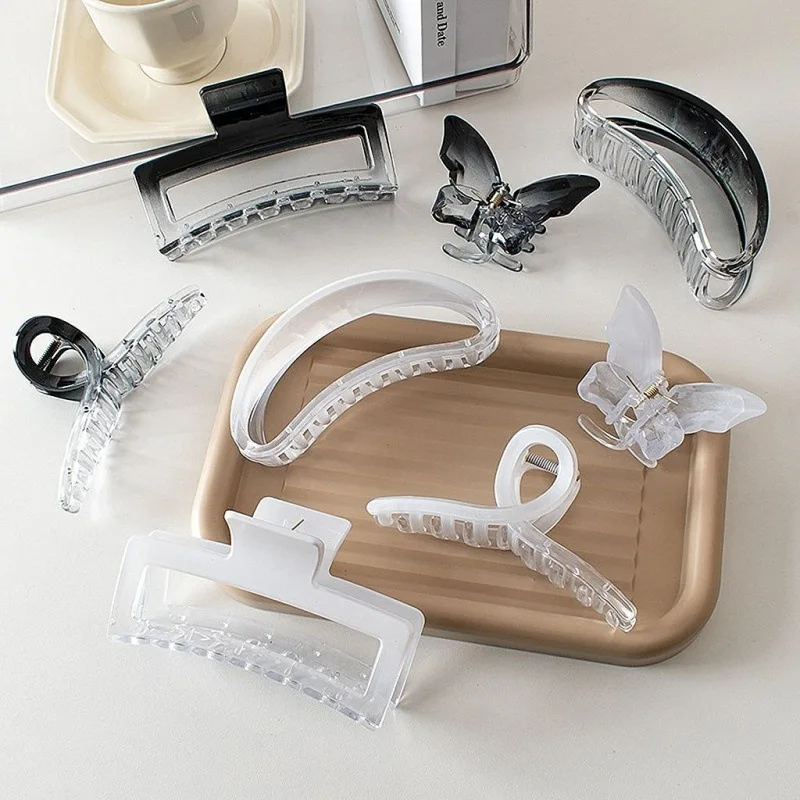 

Заколка для волос «Акула», супер неувядающая прозрачная черно-белая градиентная чернильная заколка в китайском стиле, усовершенствованная заколка для волос с бабочкой, аксессуары для волос