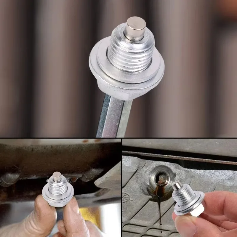 10~1Set Car Engine Magnetic Oil Drain Plug M14*1.5 Magnetic Extended Oil Drain Screw Gasket Auto Replacement Part for Modern Kia