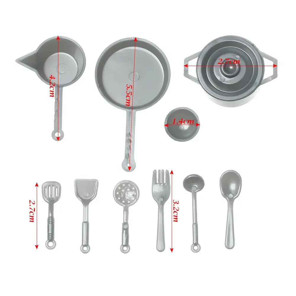 Miniature Plastic Cookware Set for Dollhouse Kitchen Accessories