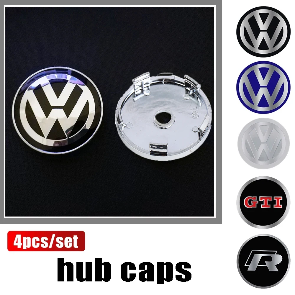 자동차 휠 센터 허브 캡 타이어 림 커버, 폭스바겐 VW GTI R 골프 폴로 티구안 파사트 B6 투란용 자동차 액세서리, 60mm, 63mm, 68mm