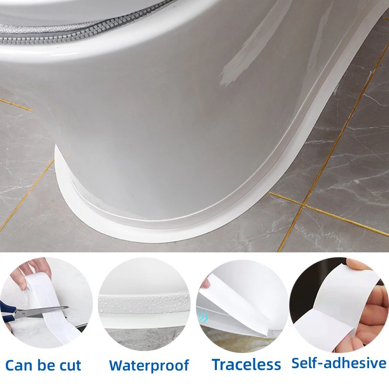 Sealing Tape 1 Roll PVC For Bathroom Bath Toilet Kitchen Caulk Strip Self Adhesive Waterproof Wall Sticker Mold Proof sealing tape