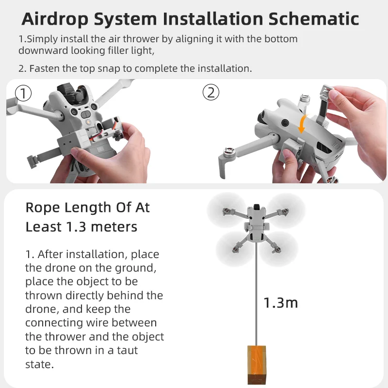 Brdrc airdrop system für dji mini 4 pro, werfen köder/geschenk/lebensmittel, lichte mpfindliche kontrolle tropfer für dji mini 4 pro – Detail 14