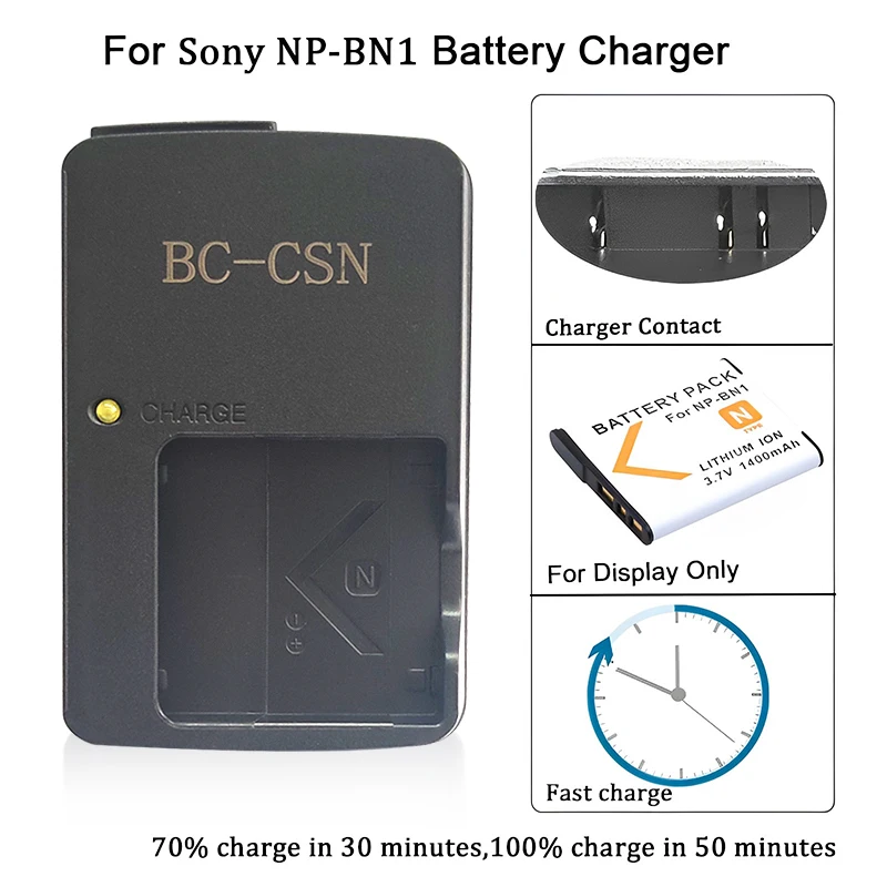 Bc-Csn Caricabatteria Bccsn Bc Csn Per Fotocamera Sony Dsc-Tx5,Tx30,Tx55,Tx66,Tx100V,Tx200V,Wx5,Wx7,Wx9,Wx30 Per Batteria Np-Bn1