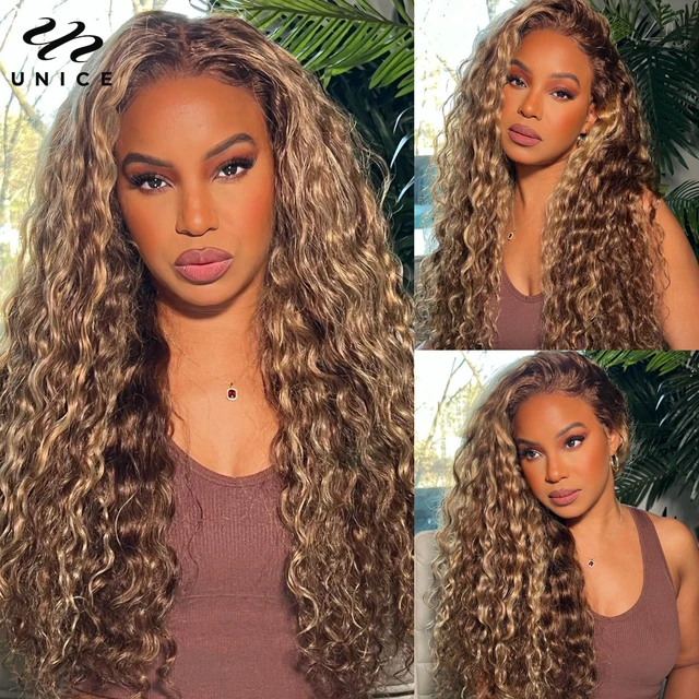 Lace Front Wigs Long Human Hair Pre Plucked Brown Mixed Blonde