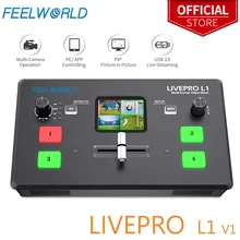 Feelworld Livepro L1 V1 Multi Formaat Video Mixer Switcher 4Xhdmi Ingangen Camera Productie USB3.0 Live Streaming Youtube