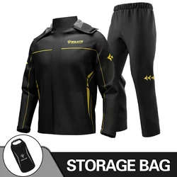 Waterproof Unisex Motorcycle Rain Suit - Jacket & Pants Set - XXXL (0903 Black)
