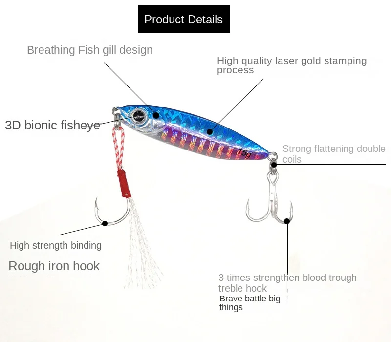 Leurres De Pêche Sougayilang - Micro Jigs En Métal (5 Pièces) - Avec Hameçons Triples - Pour Eau Douce Et Salée