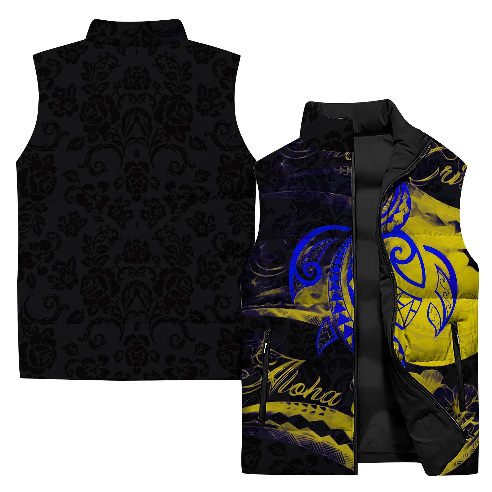 thumbnail image 1 of Chaleco térmico de algodón de invierno para hombre, chaleco con estampado abstracto de plumas, chaquetas para hombre, chaqueta informal holgada, ropa para hombre, chalecos 2024, 1 of 5