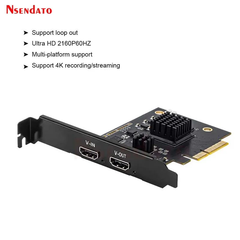 4K 60fps HDMI Video Capture Card Box with loop UHD PCIe Video Recorder Game Audio Capture Card for live Streaming Broadcast 2160