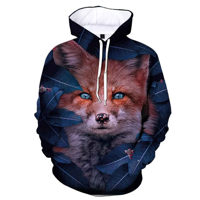 Sudadera con capucha con estampado 3D de zorro para hombre, moda de primavera y otoño, jersey de manga larga, sudadera informal para niños, sudaderas con capucha geniales de calle