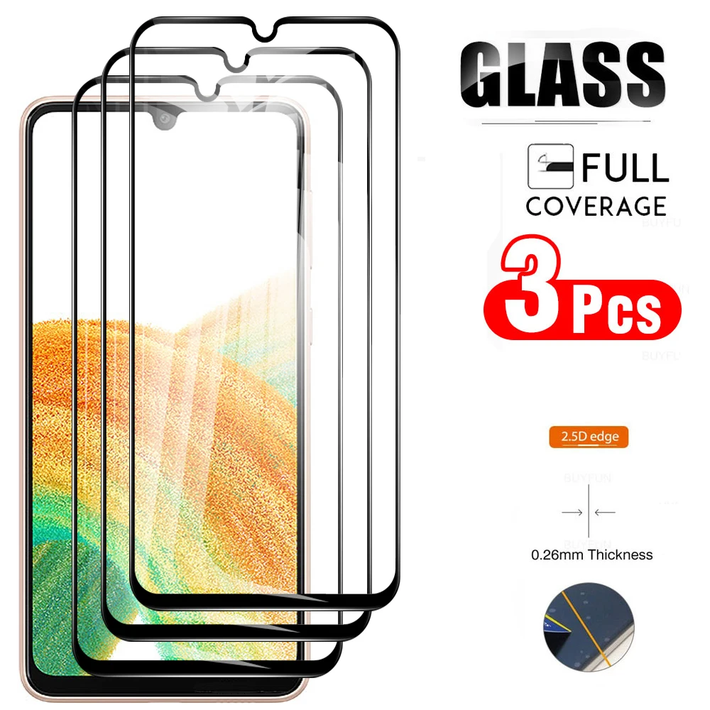 3 Pcs Tempered Glass Screen Protector For Samsung Galaxy A33 5G Full