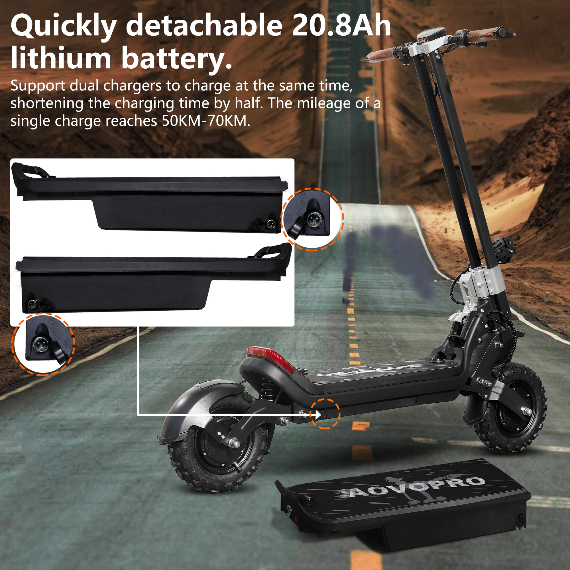 Trottinette électrique Tout Terrain IENYRID – 2400W, 48V 20.8Ah, 60km/h, 10 Pouces