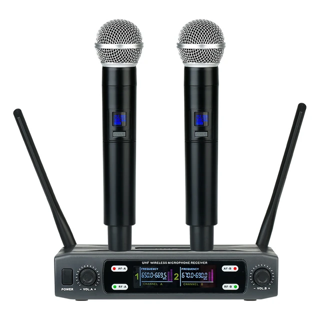 Système de microphone sans fil VHF professionnel, 4 canaux, déterminer le  microphone de karaoké pour la maison, la fête, l'église, l'événement, le  haut-parleur TV PA - AliExpress