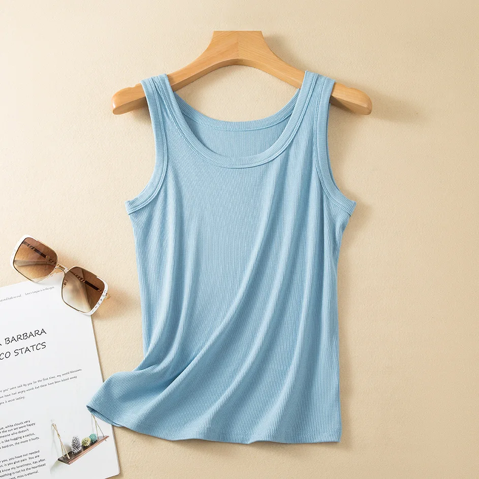 Solid color summer women's tank tops Rib cotton Soft