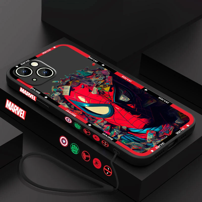 thumbnail image 1 of Funda de teléfono con póster de Los Vengadores de Marvel para Apple iPhone 15 14 13 12 11 Pro Max Plus 8 7 SE, funda Capa de cuerda izquierda líquida, 1 of 5