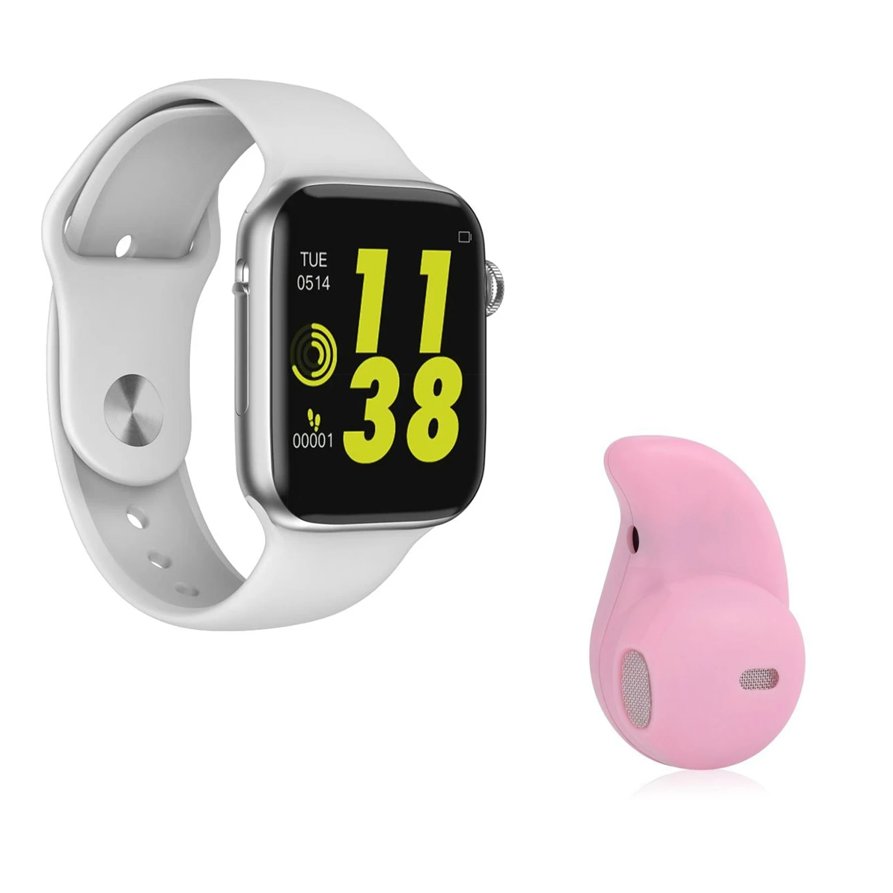 Kit 1 Relógio Inteligente SmartWatch W34 Branco Android iOS + 1 Mini Fone  Bluetooth Rosa|Smart Watches| - AliExpress