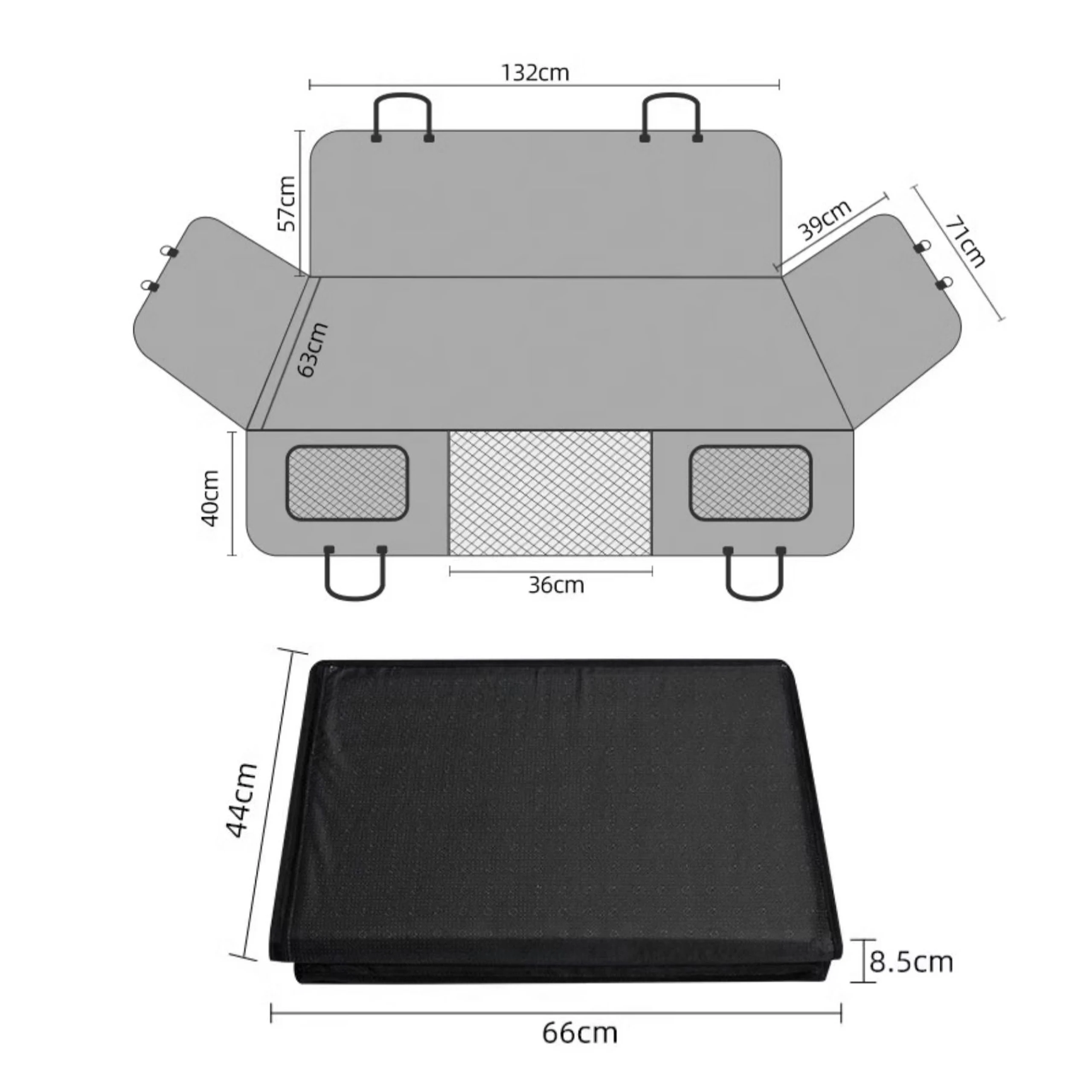Dog Car Rear Seat Cover with 3 Hard Base Pieces, Waterproof Dog Car Hammock with Visible Mesh Window and Side Door Protector Pad