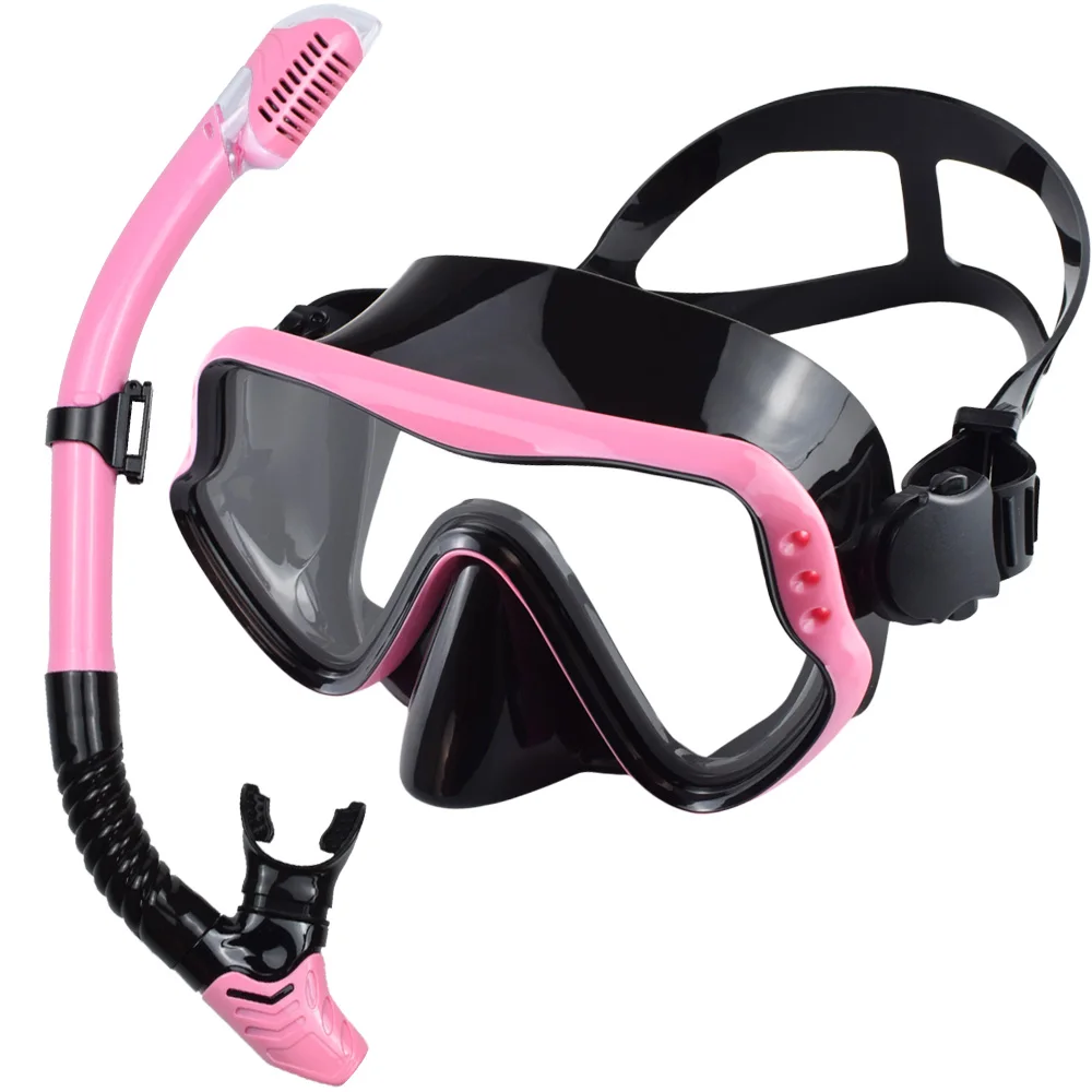 Adult Panoramic View Scuba Mask & Snorkel Set for Professional Diving and Swimming Training