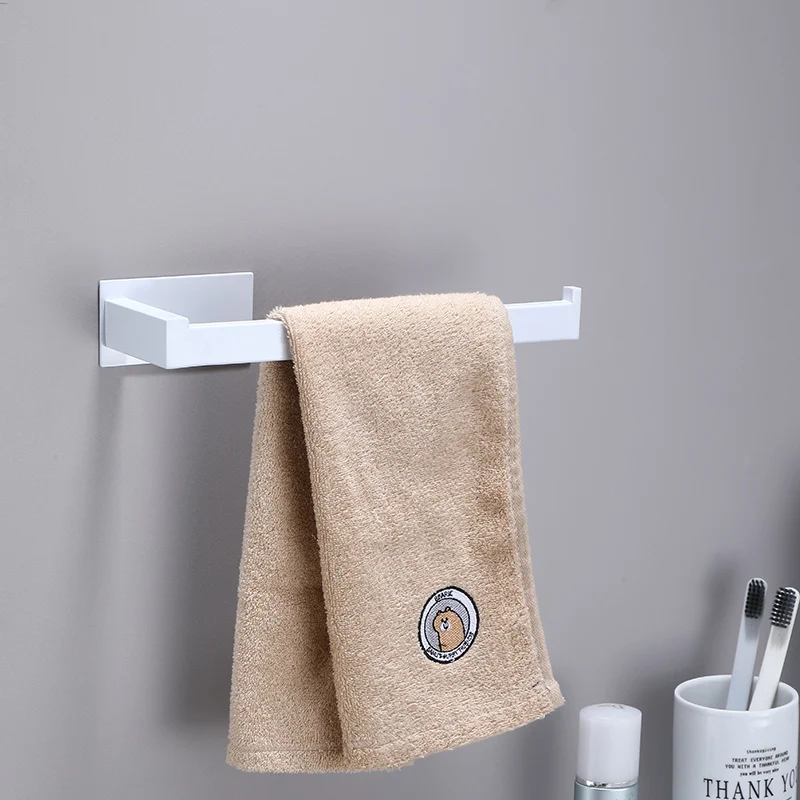 No Drilling Stainless Steel Self-adhesive Towel Bar Paper Holder Robe Hook Towel Ring Bathroom Accessories Set