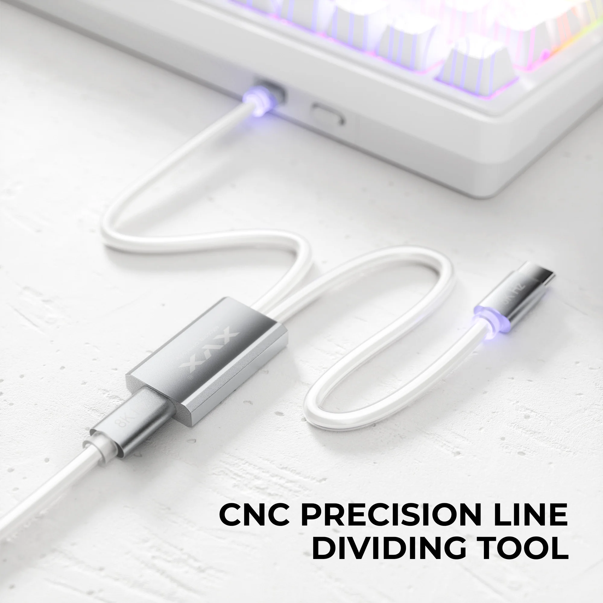 XVX 키보드 케이블 2-in-1 USB C-USB A 케이블(기계식 게임용 키보드용) LED 에비에이터 케이블 1.8M CNC 금속 커넥터