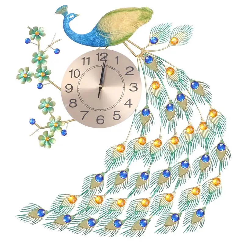 75*65cm Peacock Quartz Wall Clock European Modern Simple Personality Creative Living Room Decorated Bedroom Silent Watch |