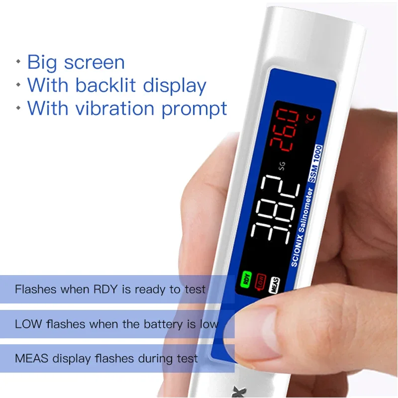 Color Screen Seawater Electronic Hydrometer Salinity Meter High Precision Digital Salinity Meter Aquarium Seawater Seafood Farmi