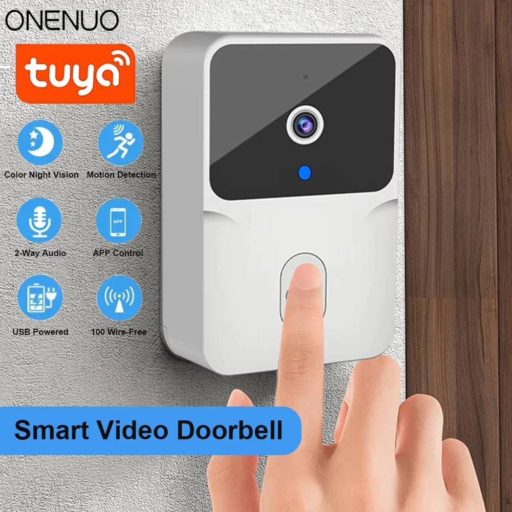 Tuya WiFi Video Doorbell Wireless HD Camera IR Alarm Security