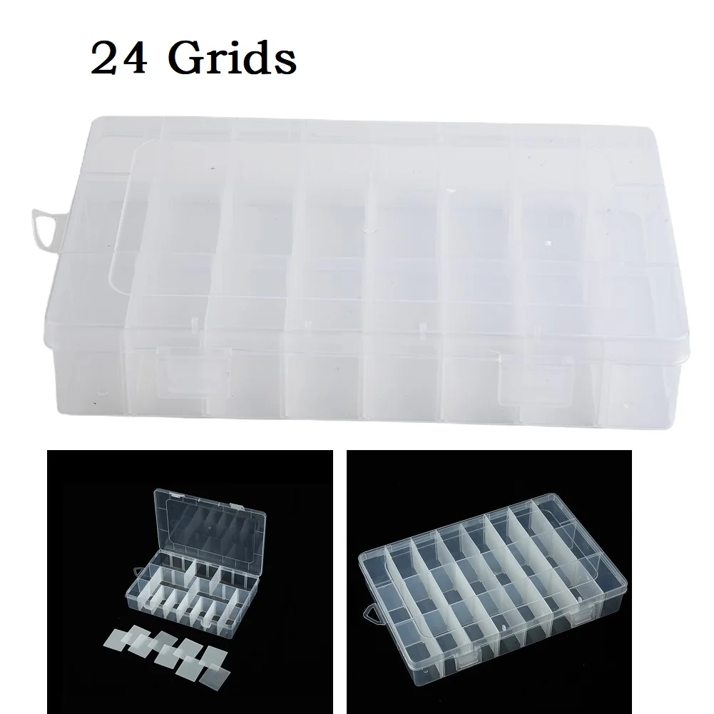 24 Grids Plastic Storage Box Organizer Compartment Container Transparent  Rectangle jewelry Case For Screw Bead Earring Box