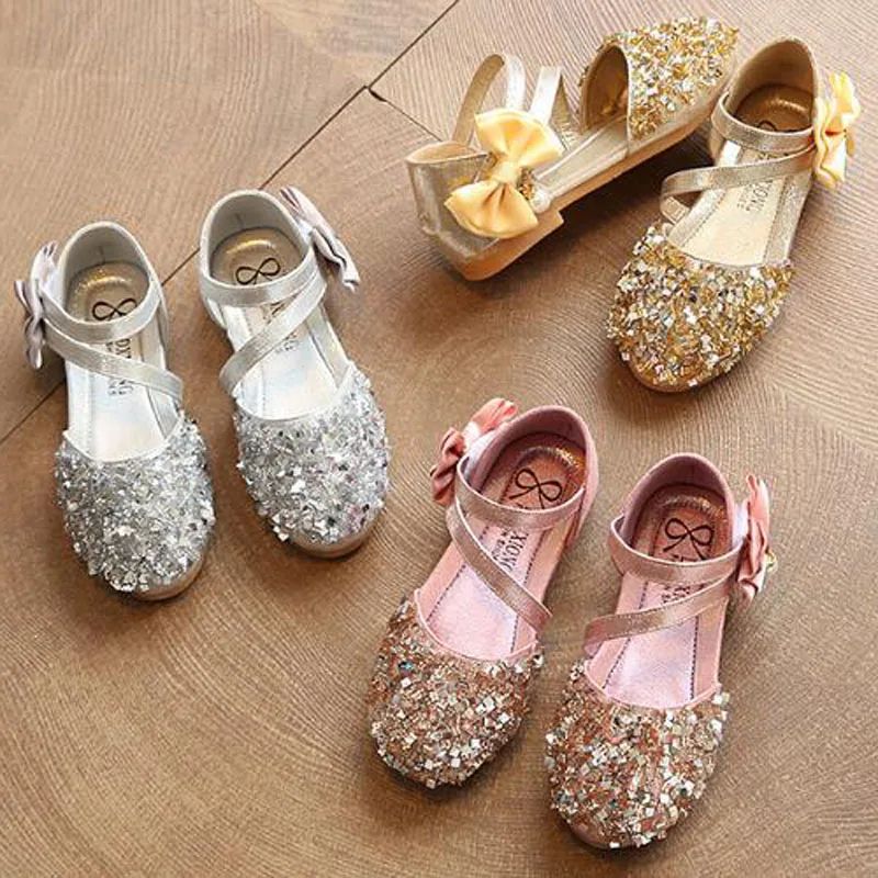 2023NewChildrenFlatDanceShoesBabyGirlsSandalsKidsGlitter