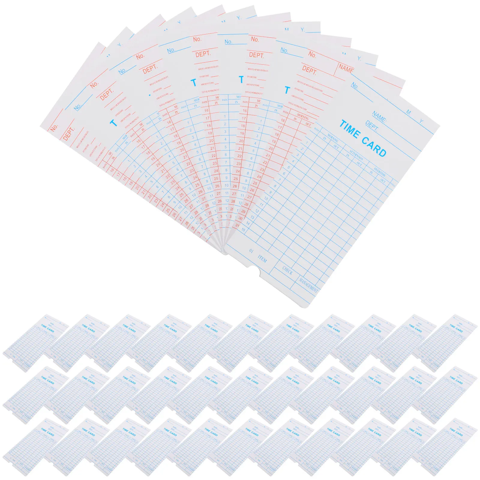 100Pcs 사무실 시간 카드 시트 양면 출석 기록 카드 직원용 프리미엄 두꺼운 종이 매일 주간 월간