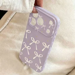 Elegant Cream Bow Phone Case with Gold Dot Accents - iPhone 15 ( Purple)