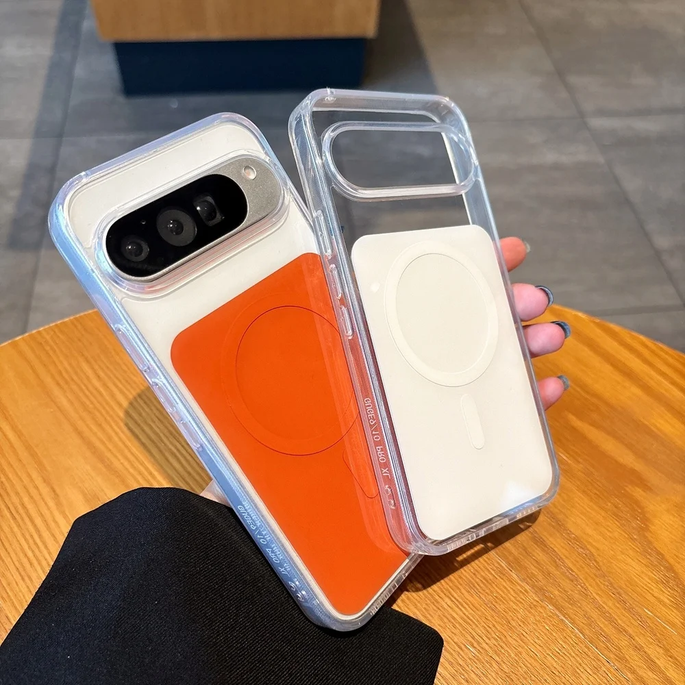 Crystal Clear Magnetic Case with Shockproof Hard Bumper & Magsafe Wireless Charging Compatibility