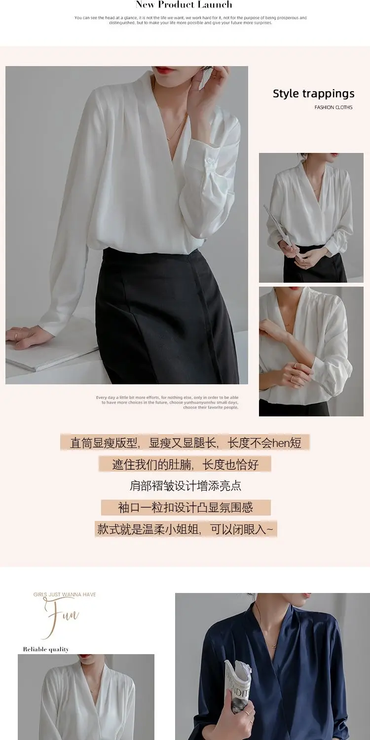 Silk Women's Shirt Long Sleeve Fashion Woman Blouses 2022