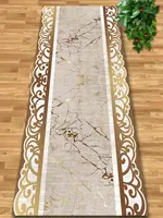 Golden Luxury Corridor Carpet Anti Slip Home Stair Rug European Style Hotel Hallway Long Carpets Bedroom Decor Soft Floor Mat 2