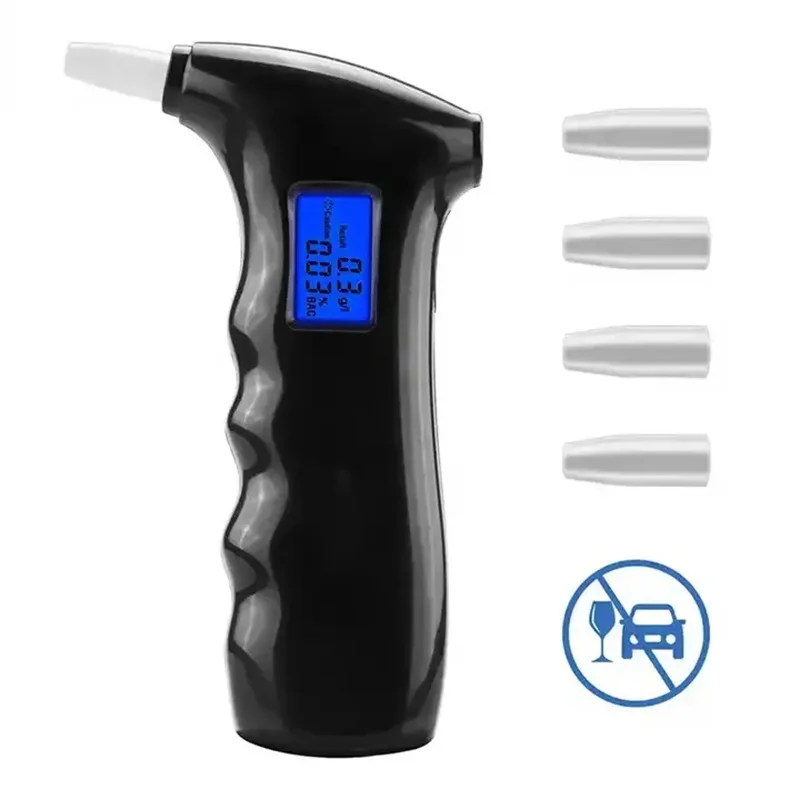 Accurate Portable Blue Backlight Breathalyzer Digital Breath Alcohol Tester Meter AT-65S