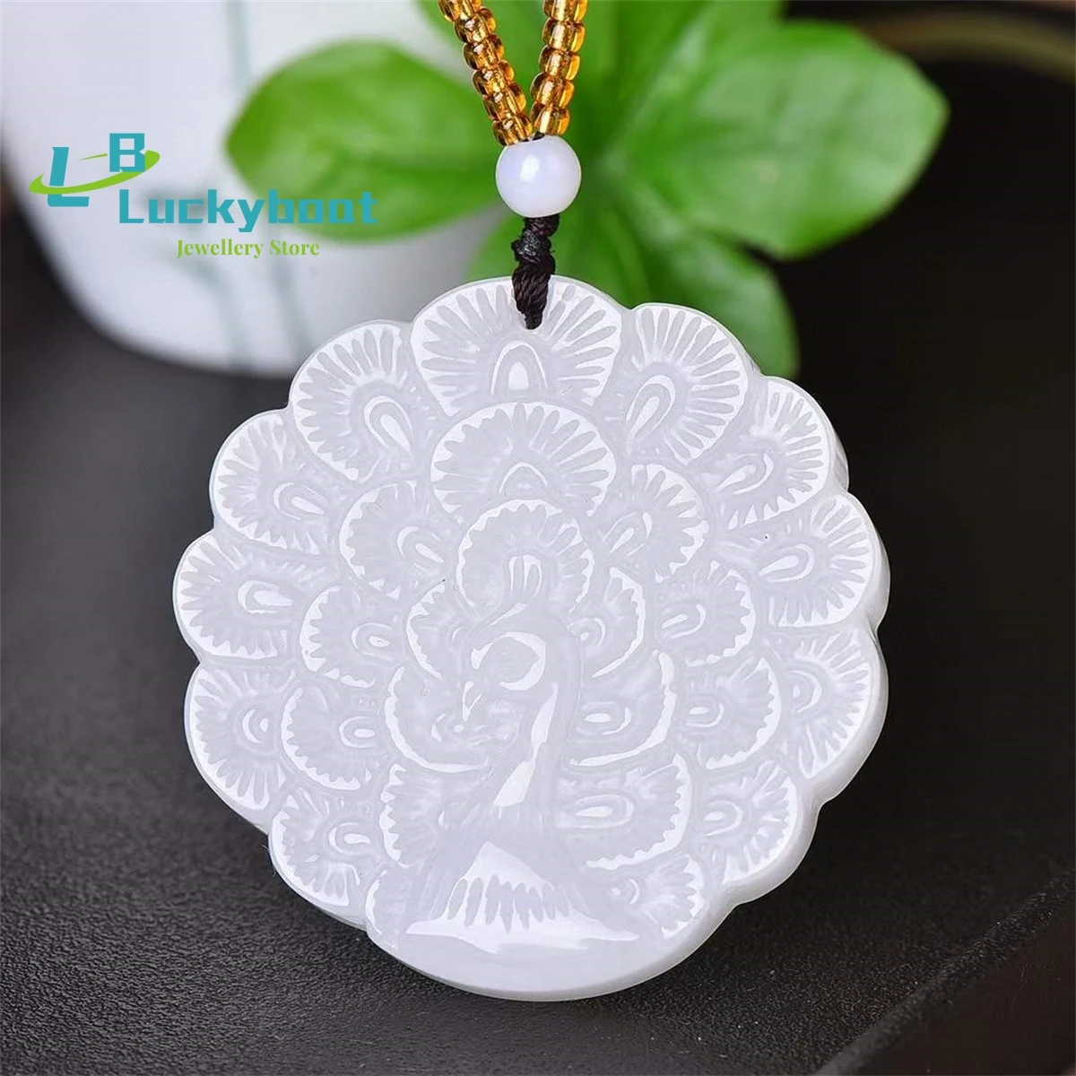 

Подвеска из натурального золота с нефритом И павлином, простой и персонализированный изысканный модный универсальный кулон для мужчин и женщин