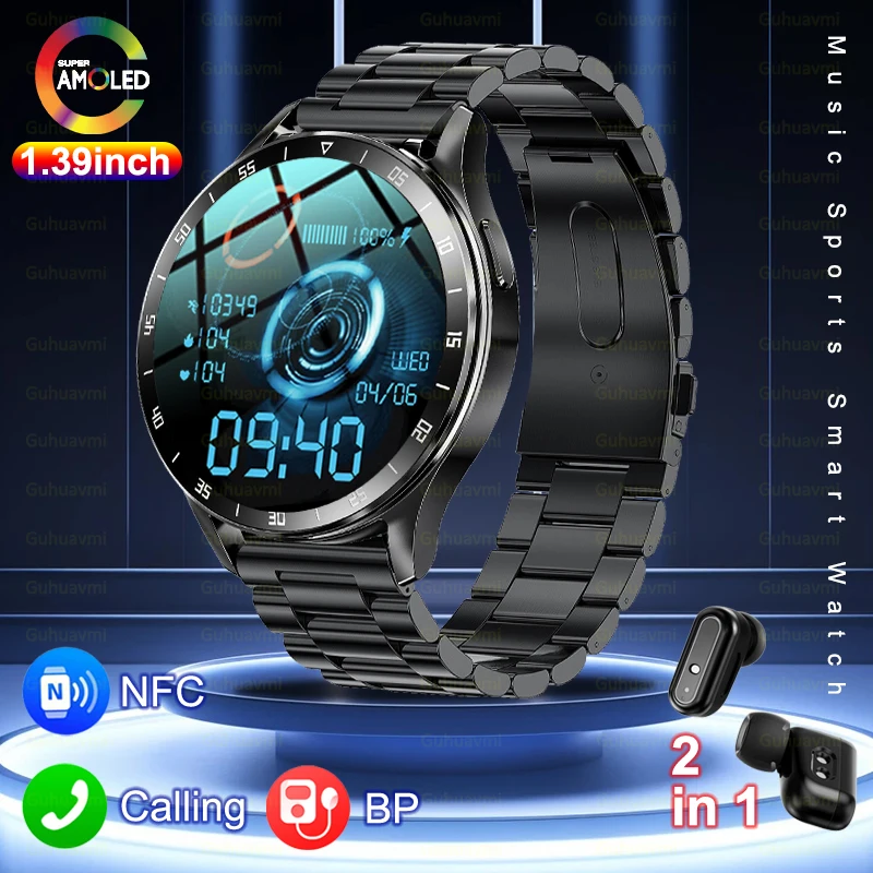 Bluetooth Headphone Music Smart Watch Tws 2-In-1 Wireless Bluetooth Dual Headphone Connection Mobile Fitness Sports Smart Watch