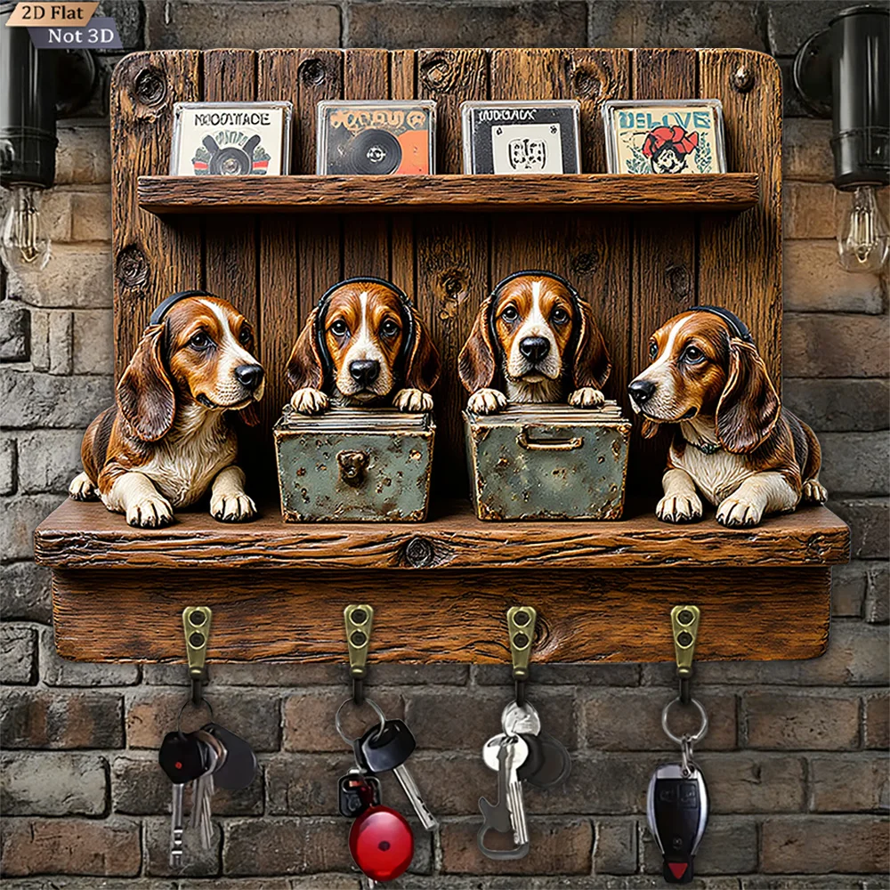 basset-hound-dog-wooden-key-hook-with-4-metal-hooks-wall-decor