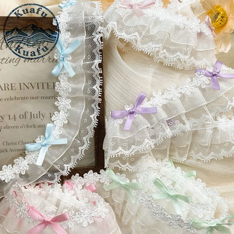 Elegant Bow Pleated Lace Ruffle Ribbon for DIY Crafts and Sewing Projects
