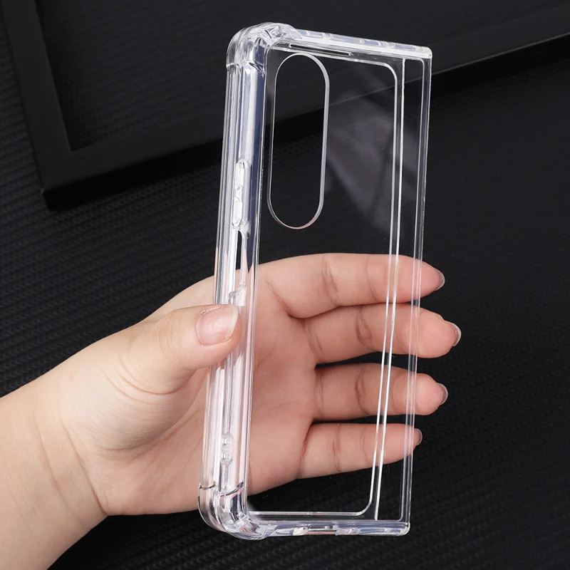 Ultra Thick Shockproof Silicone Transparent Phone Case for Samsung Galaxy Z Fold 4 Lens Protection Case Anti-fall Back Cover