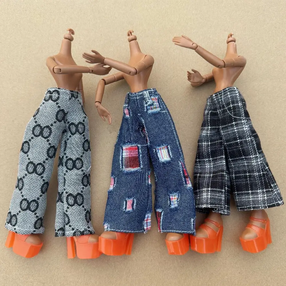 Handmade Vintage Hip-Pop Doll Trousers - DIY Accessory