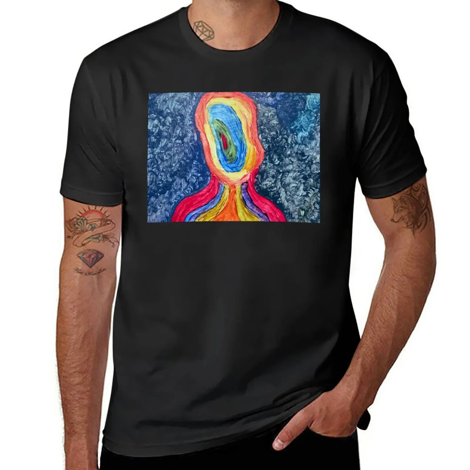T-Shirt Rainbow Blues Plus Size Top Top Camicetta Fruit Of The Loom Magliette Da Uomo