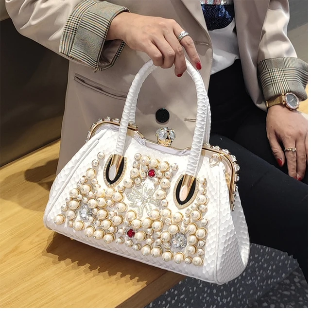 fcity.in - The Happy Handbag Red Clutch Pearl Purses For Women Handbag  Bridal