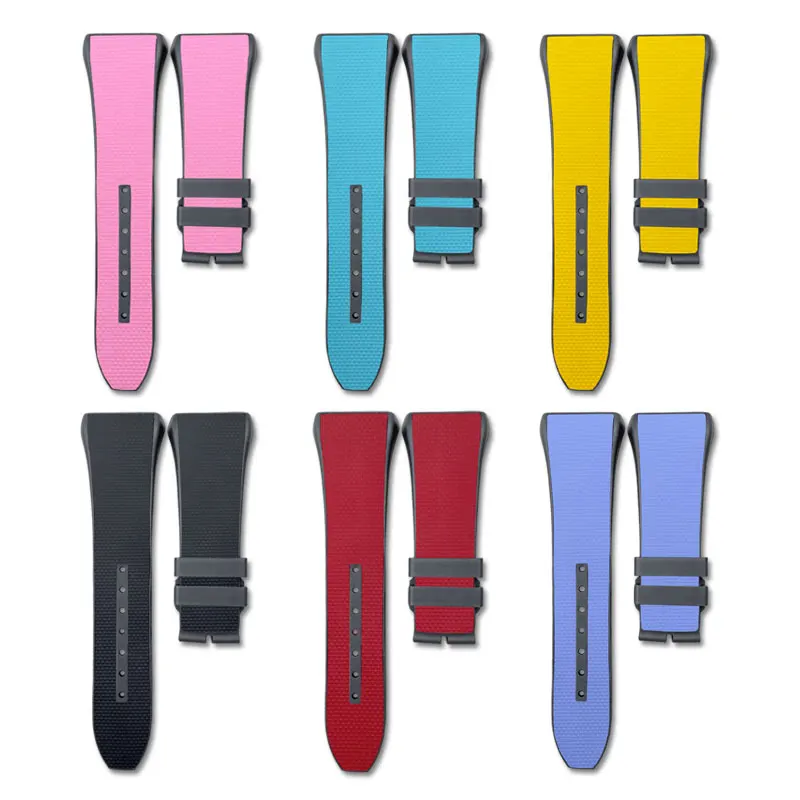 

FUYIJIA V45 V41 V32 Fluororubber Strap F-ranckM-uller Top Substitute Watchbands Stainless Steel Interface Belt Watch accessories