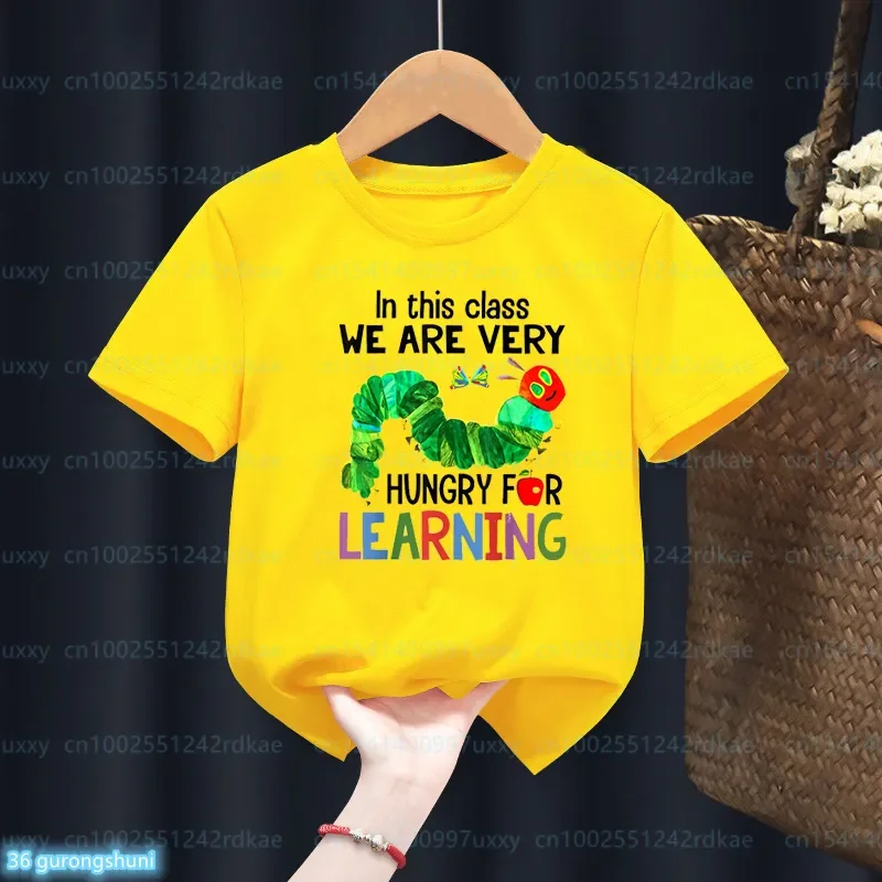 

Hote Sale Boys T-Shirt Funny The Very Hungry Caterpillar Cartoon Print Tshirts For Kids Cute Children'S Summer Yellow Shirt Top