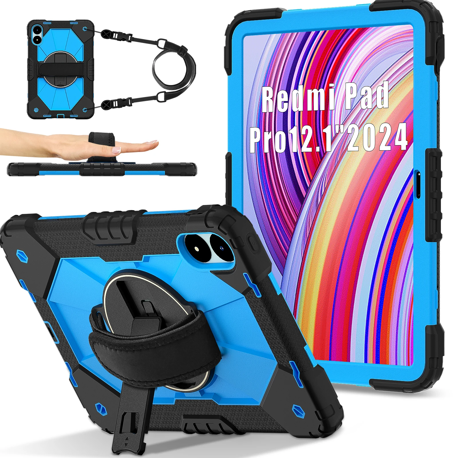 Universal Rotating Stand Case with Hybrid Cover