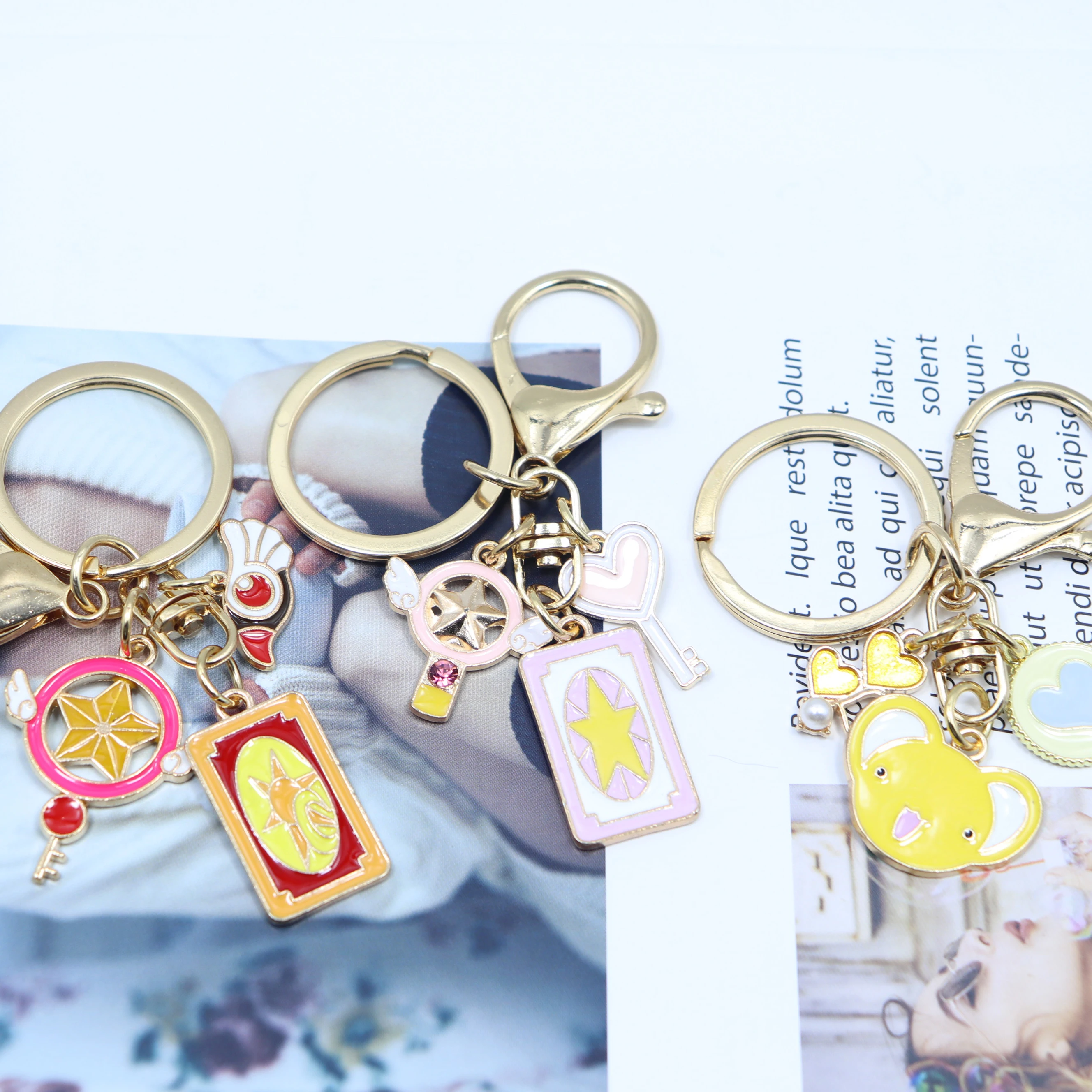 Cartoon Card Captor Sakura Keychain Star Moon Lovely Cat