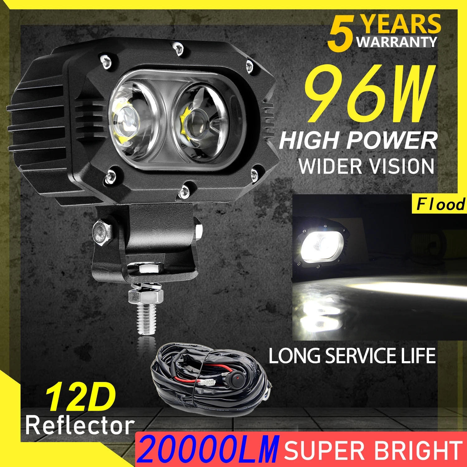LED Driving Motorcycle Fog Lights Flood Beam Spot Light LED Work Light Bar For Offroad Trucks ATV SUV UTV