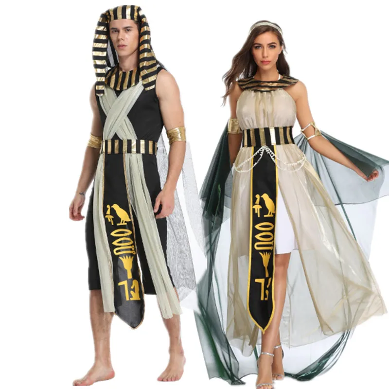 Adult Pharaoh Queen Egyptian Cleopatra Costume Women Men Ancient Egypt Fancy Dress Cosplay